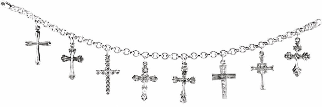 sterling silver cross charm 8" bracelet