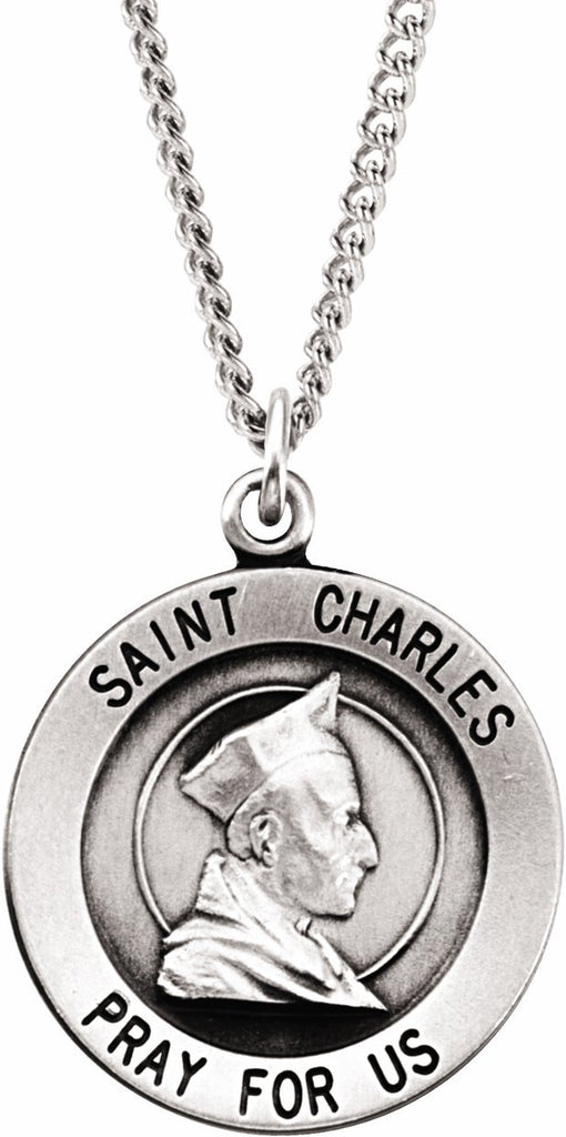 sterling silver 18.25 mm st. charles medal necklace