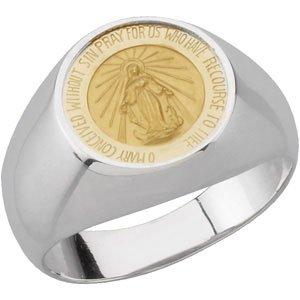 sterling silver round miraculous medal ring size 7