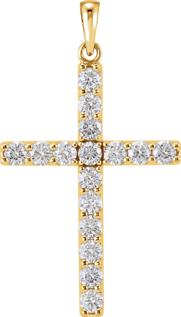 14k yellow 1 1/4 ctw diamond cross pendant