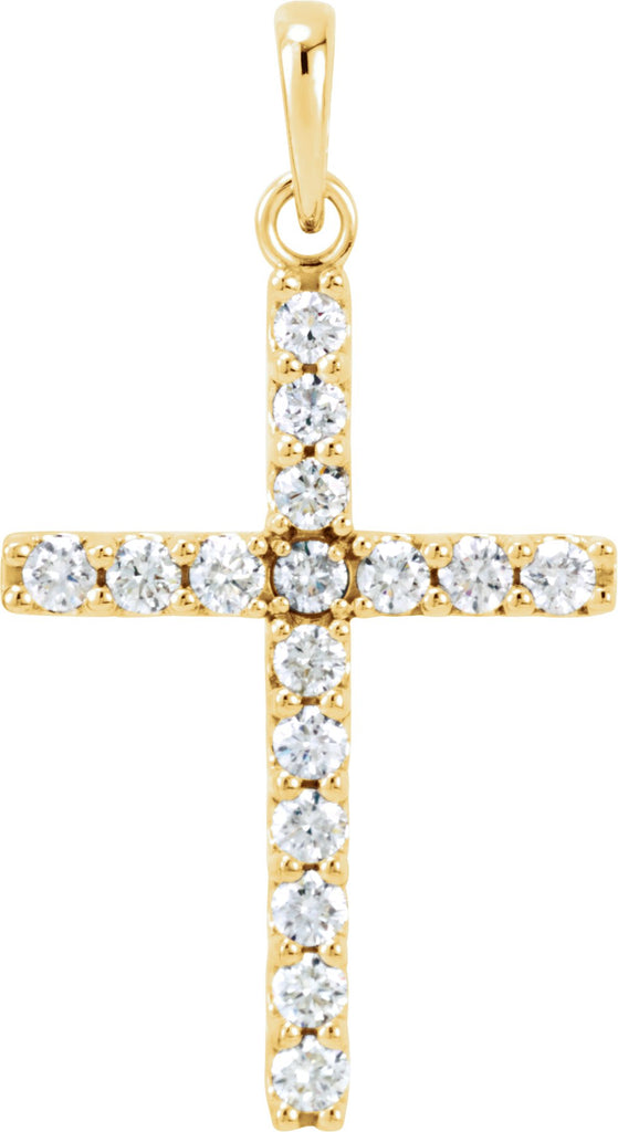 14k yellow 1/2 ctw diamond cross pendant