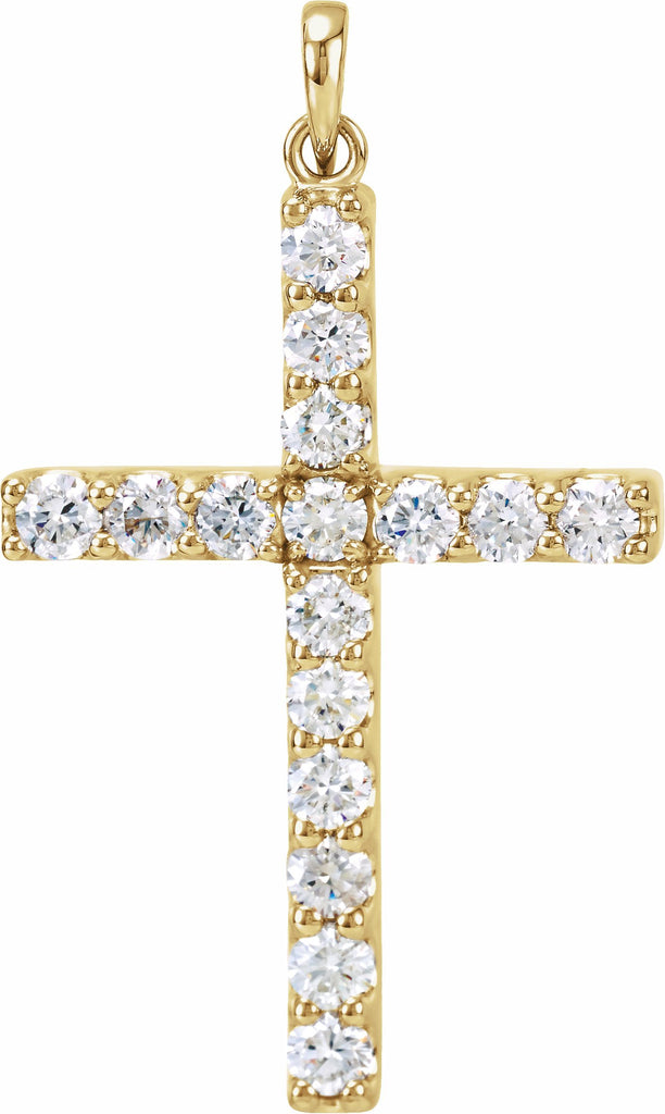 14k yellow 1 5/8 ctw diamond cross pendant