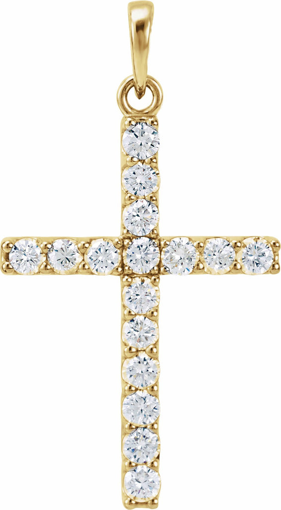 14k yellow 1 ctw diamond cross pendant