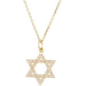 14k yellow 1/5 ctw diamond star of david necklace 