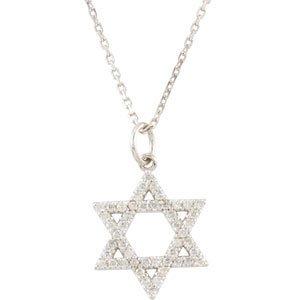 14k white 1/5 ctw diamond star of david necklace 