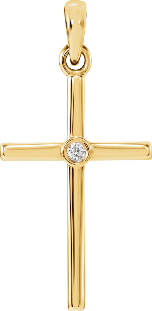 14k yellow .015 ctw diamond cross 22.8x11.3 mm pendant   