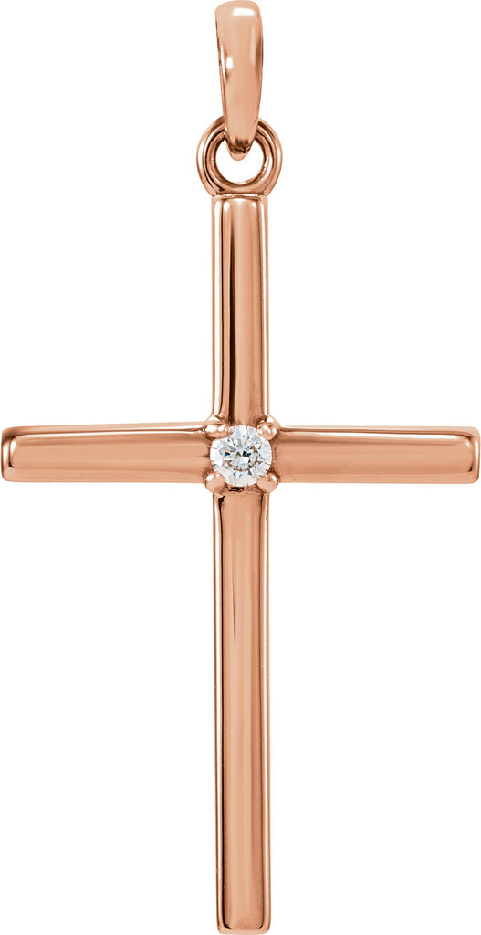 14k rose 26.5x13.75 mm .02 ct diamond cross pendant