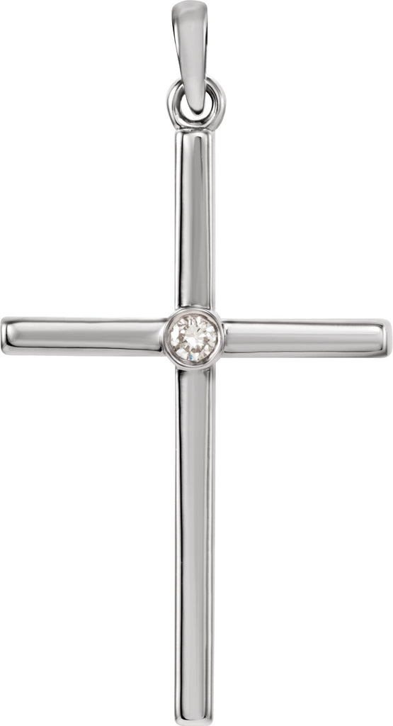 14k white diamond cross 30.6x16.6 mm pendant   