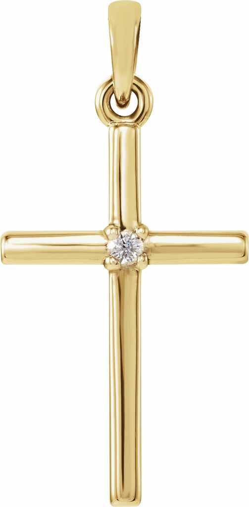 14k yellow 22.65x11.4 mm .015 ct diamond cross pendant