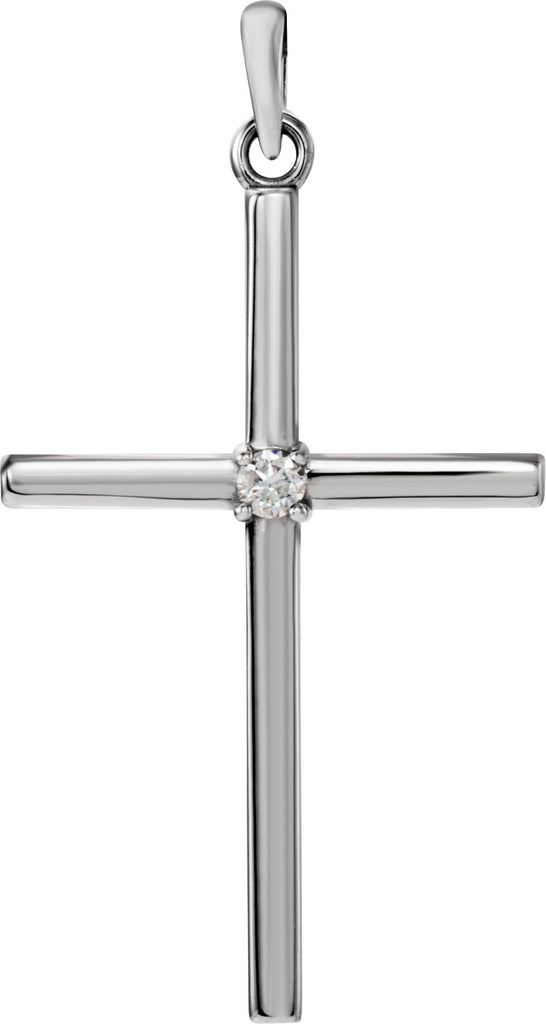 14k white 30.4x16.3 mm .03 ct diamond cross pendant