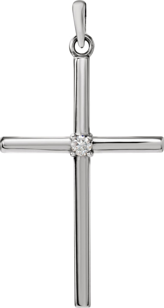 sterling silver 30.4x16.3 mm .03 ct diamond cross pendant