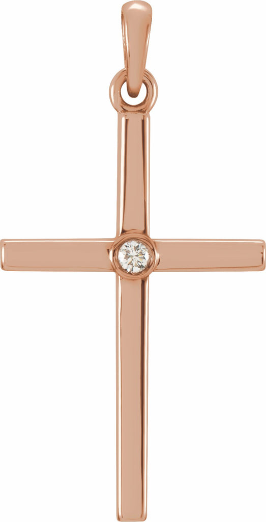 14k rose .02 ctw diamond cross 26.5x13.7 mm pendant  