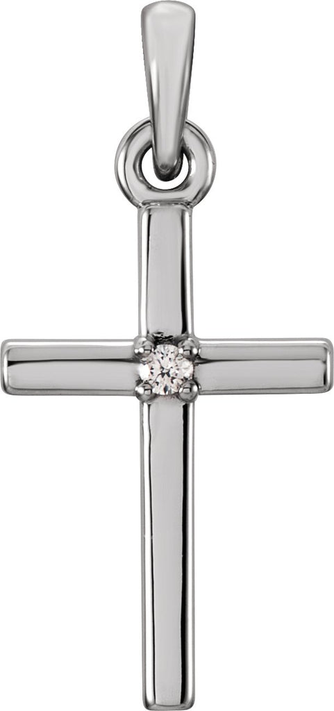 14k white 19.2x9 mm .01 ct diamond cross pendant