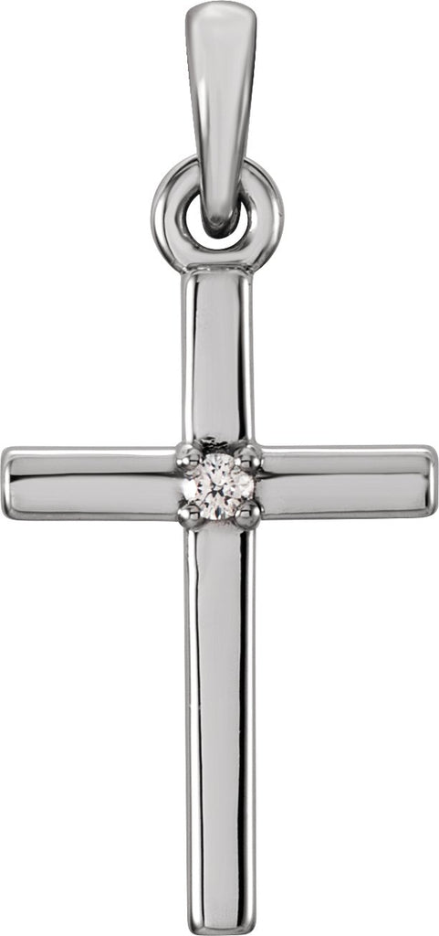 sterling silver 19.2x9 mm .01 ct diamond cross pendant