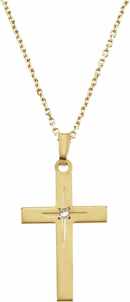 14k yellow .0075 ctw diamond cross necklace 