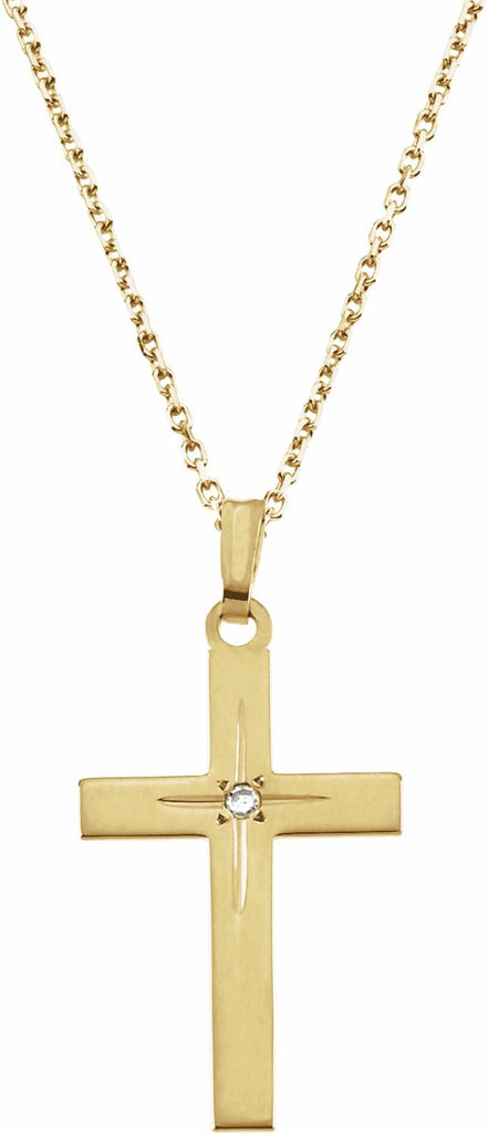 14k yellow .01 ctw diamond cross necklace 