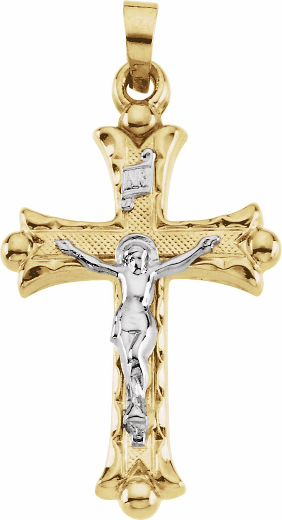 14k yellow & white 25x18 mm hollow crucifix pendant