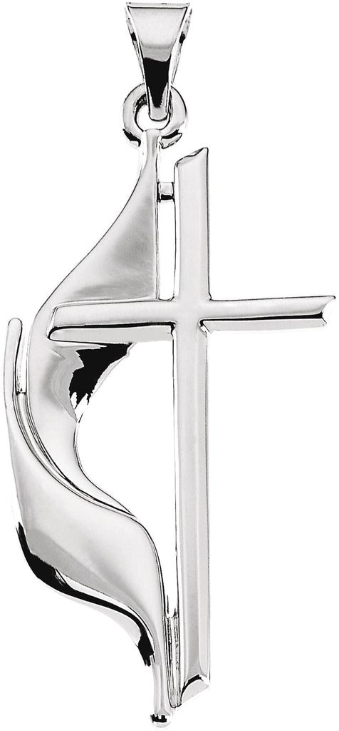 14k white 30x17.5 mm methodist cross pendant 