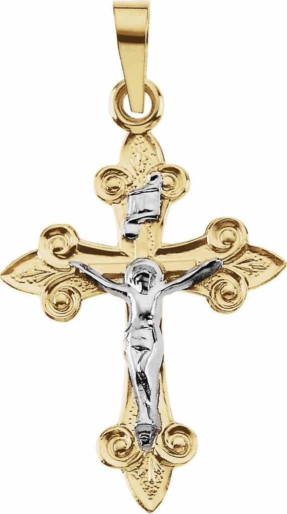 14k yellow & white 22x17 mm crucifix pendant