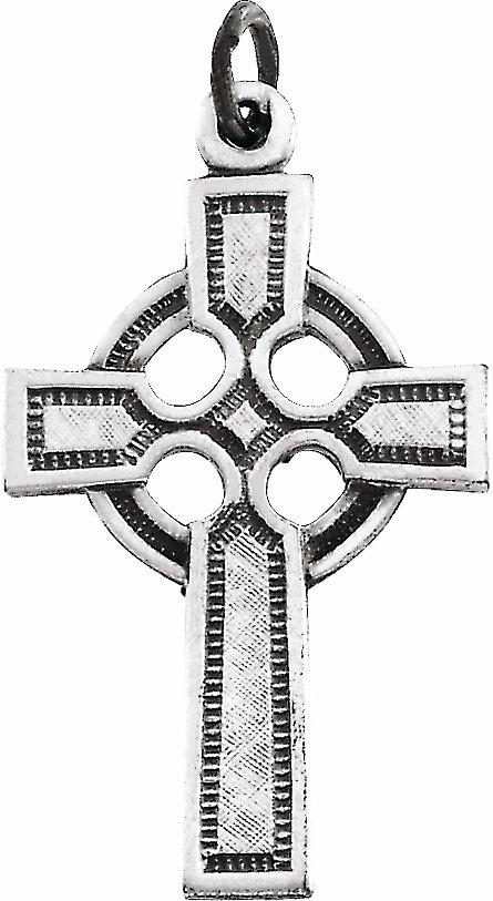 14k white celtic-inspired cross pendant 