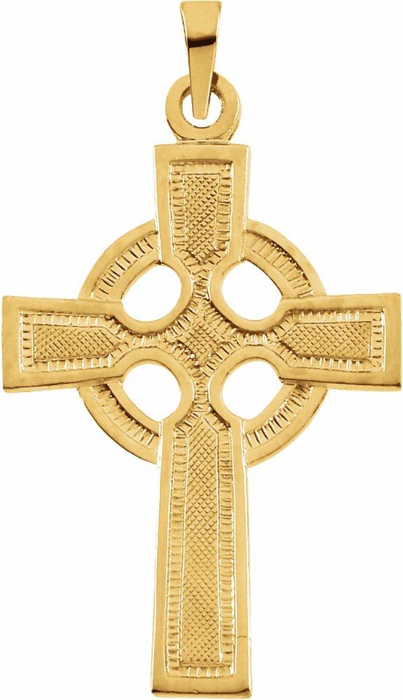 14k yellow celtic-inspired cross pendant 