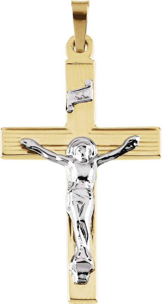 14k yellow & white 29x19 mm crucifix pendant