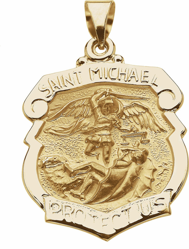 14k yellow 25x21.5 mm hollow st. michael medal