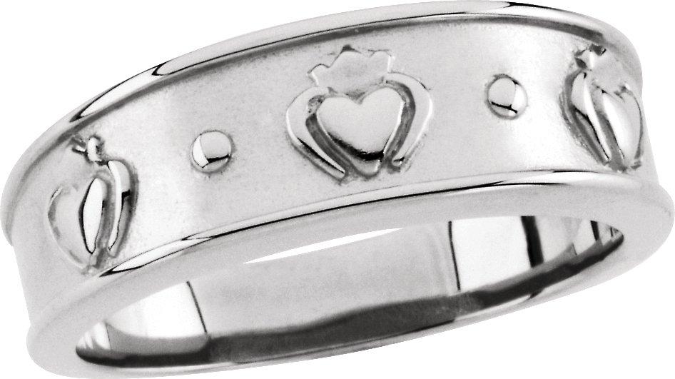 platinum 8.25 mm claddagh band size 11