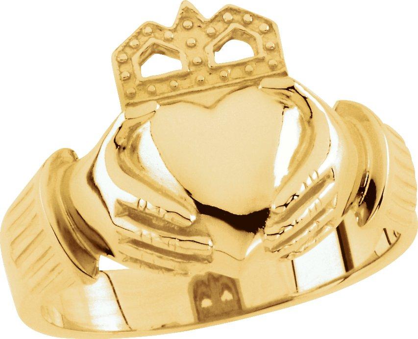 10k yellow 15x11 mm claddagh ring