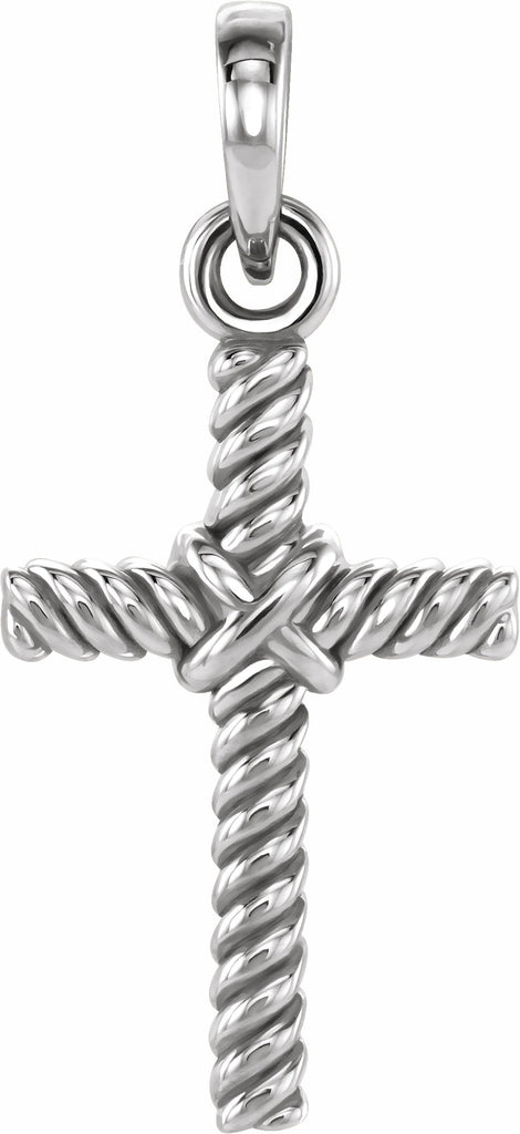 14k white 13.5x8.6 mm rope cross pendant  