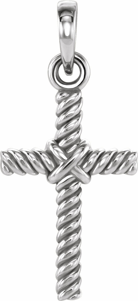 platinum 13.5x8.6 mm rope cross pendant  