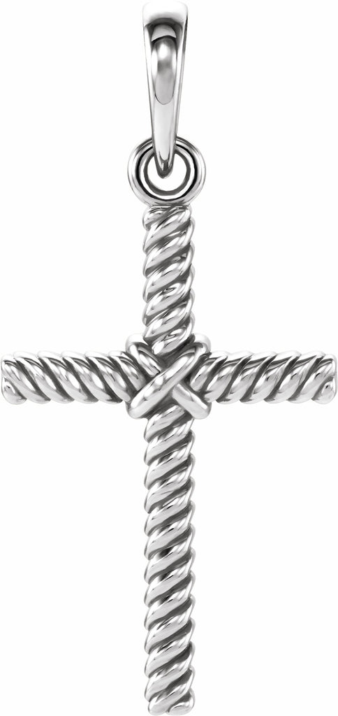 14k white 17.5x11.3 mm rope cross pendant  