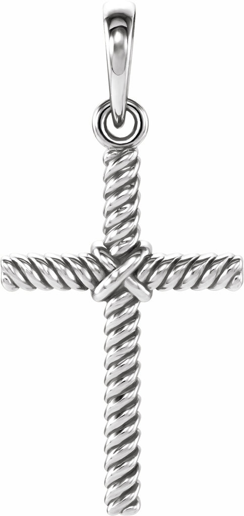 platinum 17.5x11.3 mm rope cross pendant  