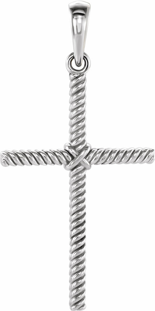 14k white 31.9x16.2 mm rope cross pendant  