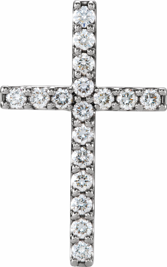 14k white 1/2 ctw petite diamond cross pendant