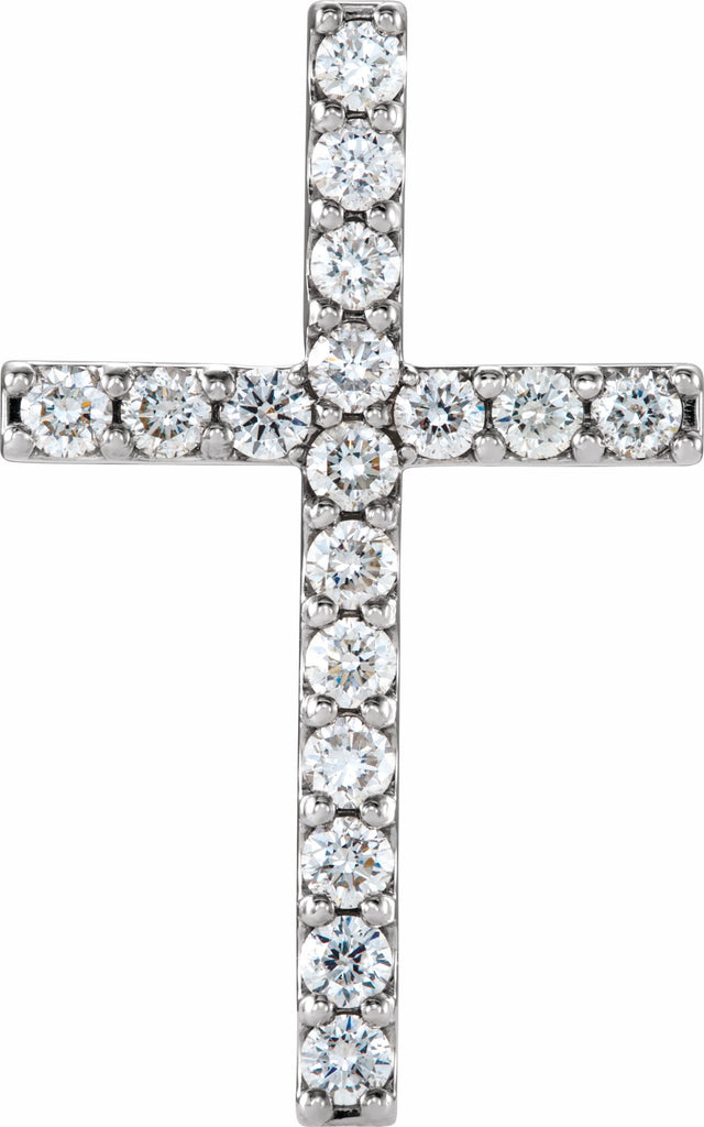 14k white 2.5 mm round 17-stone cross pendant mounting