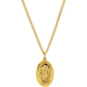 24k yellow gold plated 26x16 mm st. joseph 24" necklace