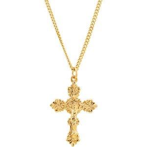 24k gold-plated 37.4x25 mm crucifix 24" necklace