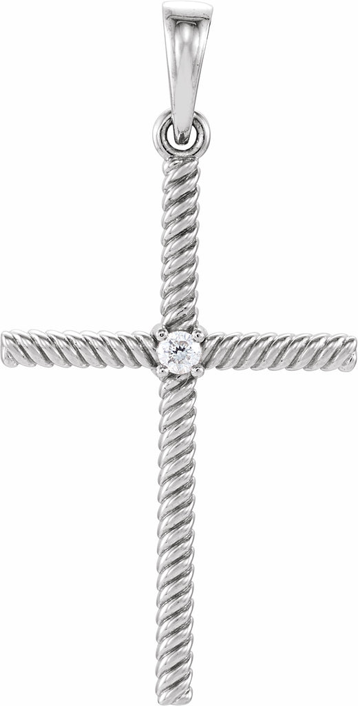 platinum .03 ctw diamond 31.95x16.3 mm rope design cross pendant 