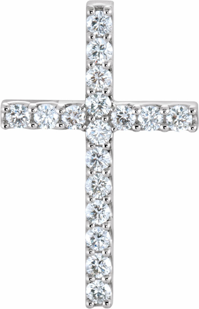 14k white 5/8 ctw diamond cross pendant