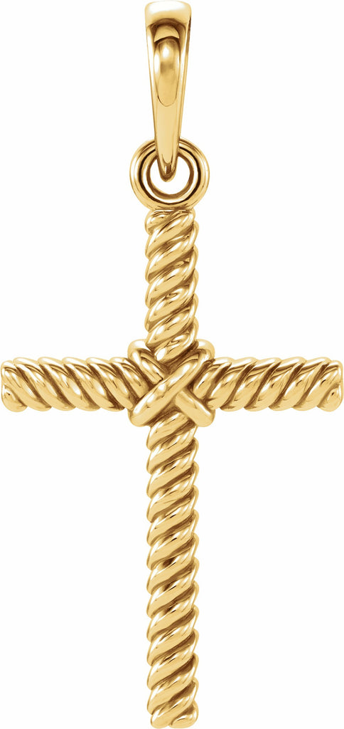 14k yellow 17.5x11.3 mm rope cross pendant  