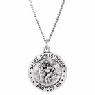 sterling silver 18 mm round st. christopher u.s. coast guard medal 18" necklace