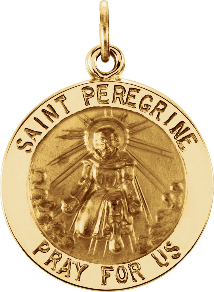 14k yellow 18 mm round st. peregrine medal