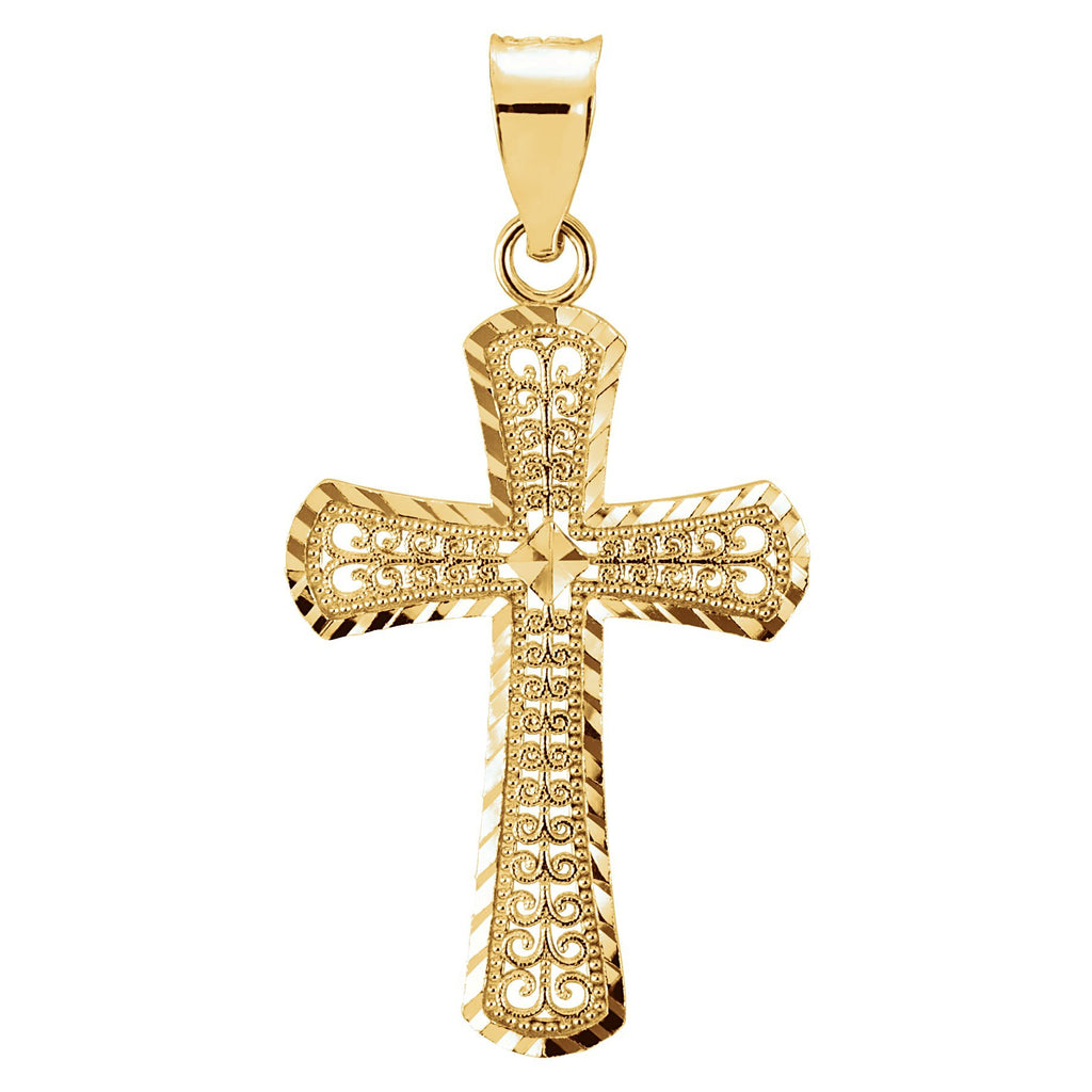 14k yellow 21x14.5 mm cross pendant