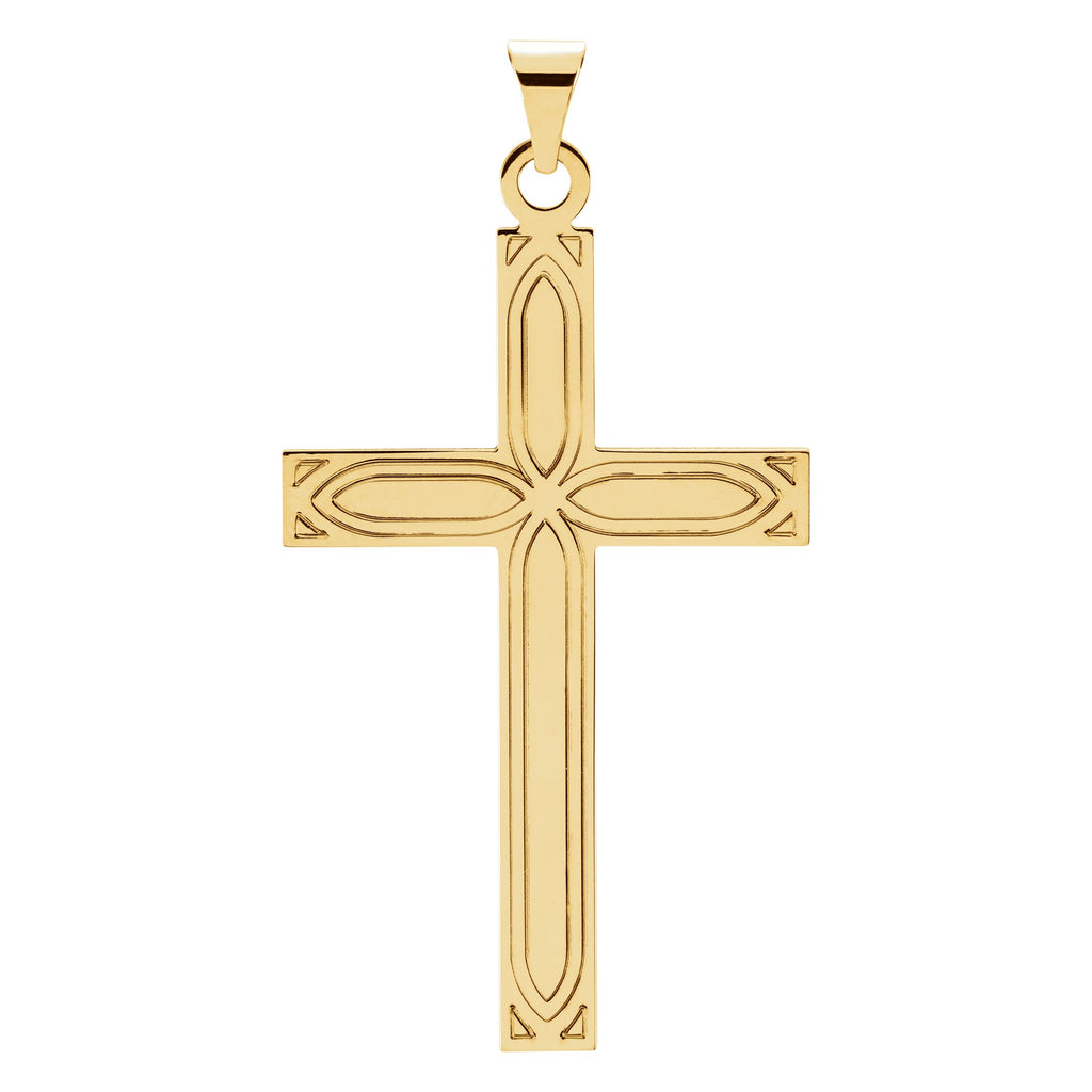 14k yellow 39x25 mm cross pendant 