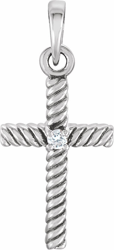 platinum .015 ctw diamond 18.9x8.65 mm rope design cross pendant 