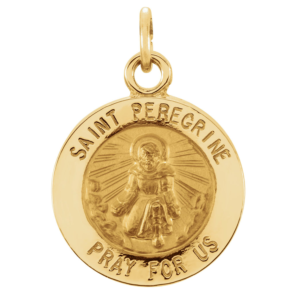 14k yellow 12 mm round st. peregrine medal
