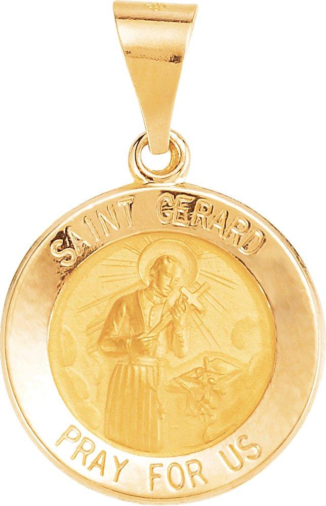 14k yellow 15 mm round hollow st. gerard medal