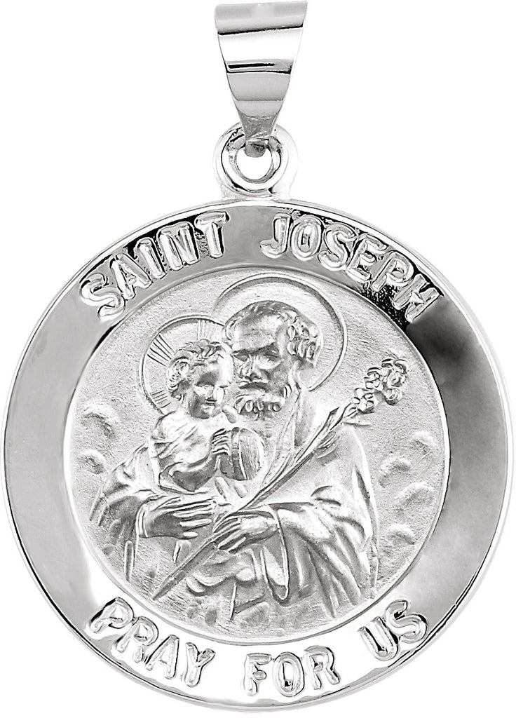 14k white 22 mm round hollow joseph medal