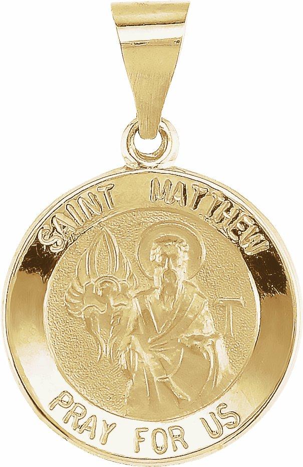 14k yellow 15 mm round hollow st. matthew medal